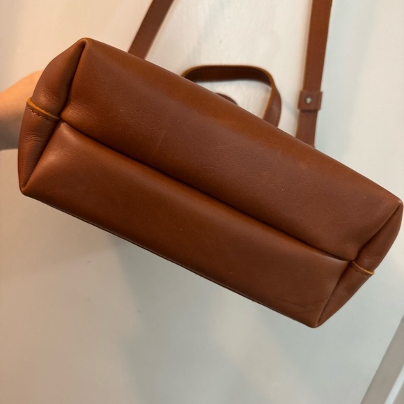 Portland Leather Mini Crossbody Tote Bag Purse, Honey - Picture 6 of 8